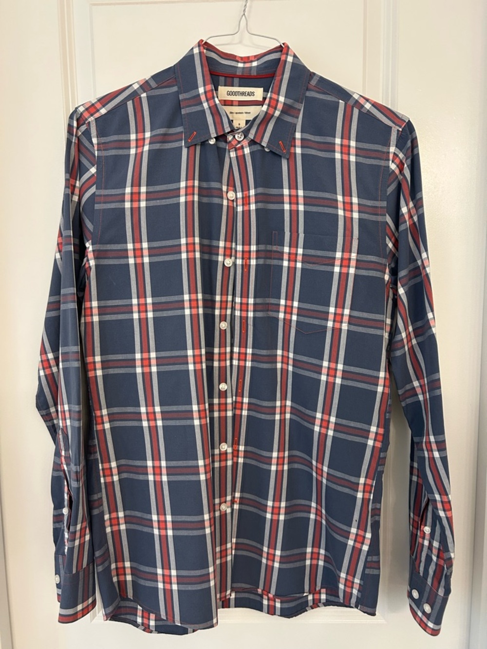 Goodthreads Slim Fit Plaid Button Down Shirt Blue Red Men’s Small